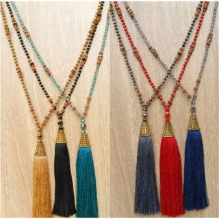 bali mix beads tassels necklace with golden caps handmade new design